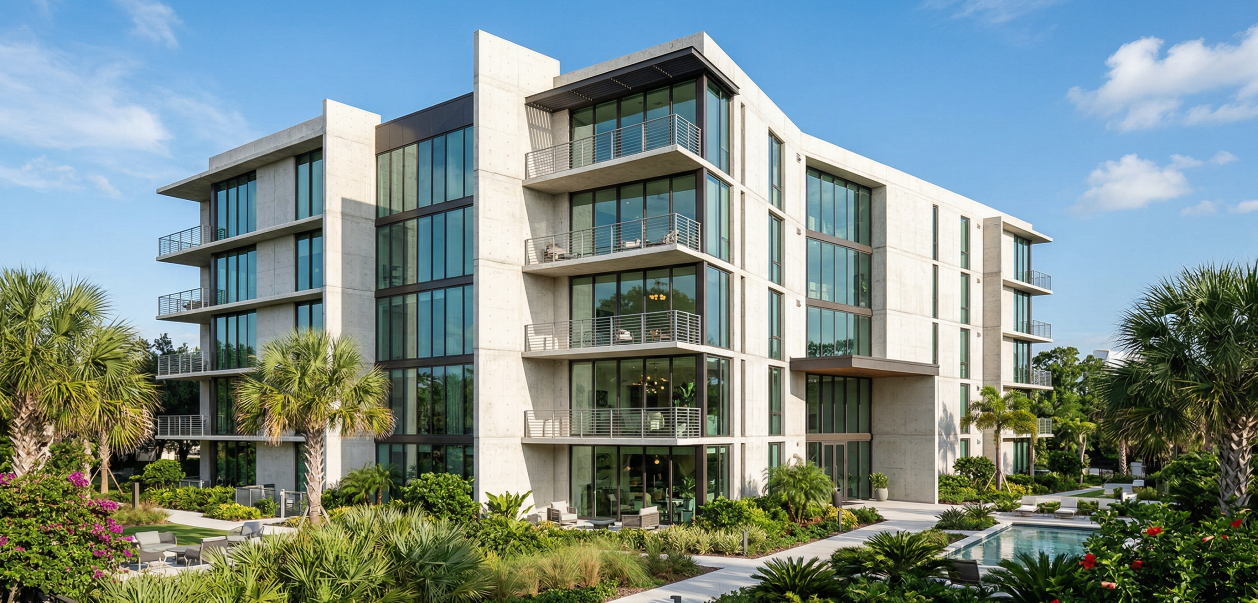 Modern 2000s-vintage concrete multifamily building in Orlando representing the Altos Holdings Class B Moat strategy.